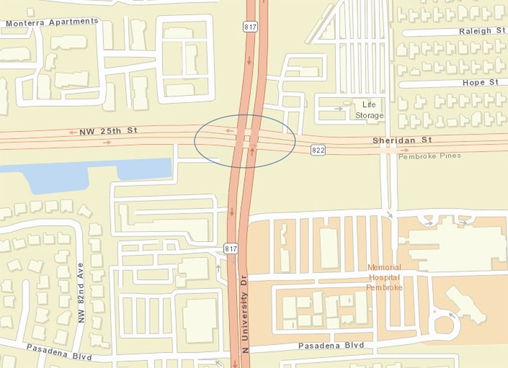 Map of intersection project in Davie