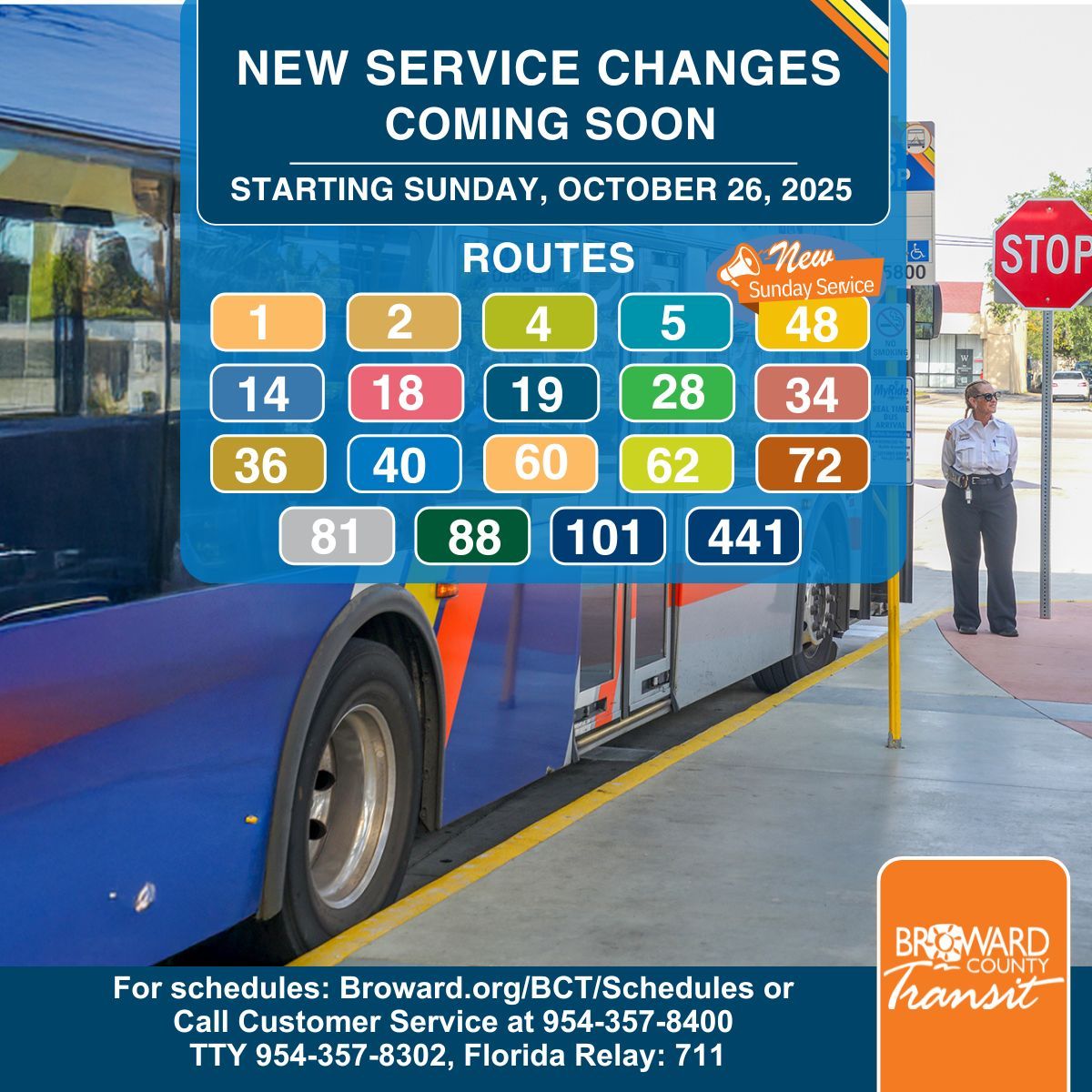 Broward County Transit Service Change for October 2025