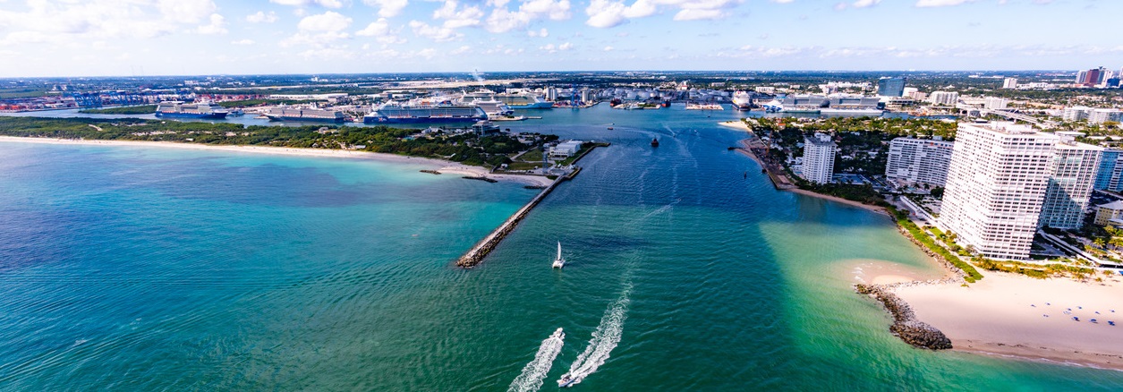 The North Entrance Channel at Port Everglades. For the first time in the port's recent history, Port Everglades simultaneously surpassed its highest volumes in cruise, cargo and energy, which underscores its role as one of the most diversified and strongest seaports in the United States.