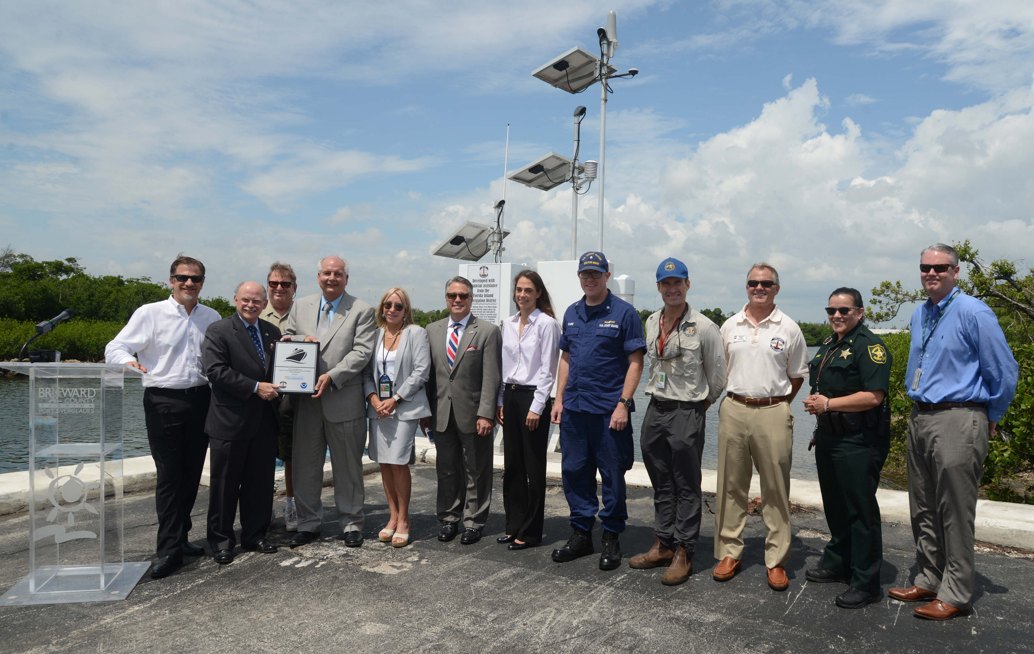 The Port Everglades community, NOAA and Broward County celebrate the installation of the Port Everglades Physical Oceanographic Real-Time System.