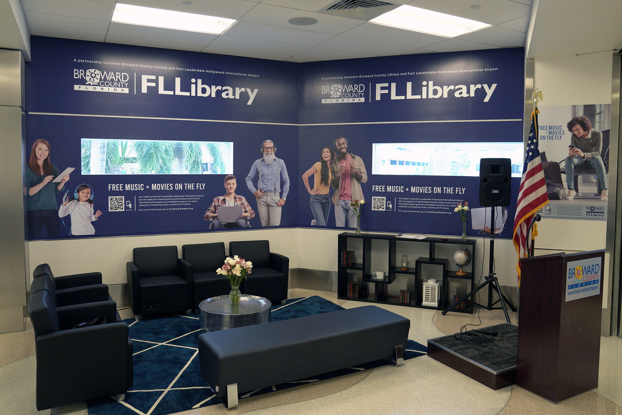 The Broward County FLLibrary at the Fort Lauderdale-Hollywood International Airport (FLL) in Fort Lauderdale.