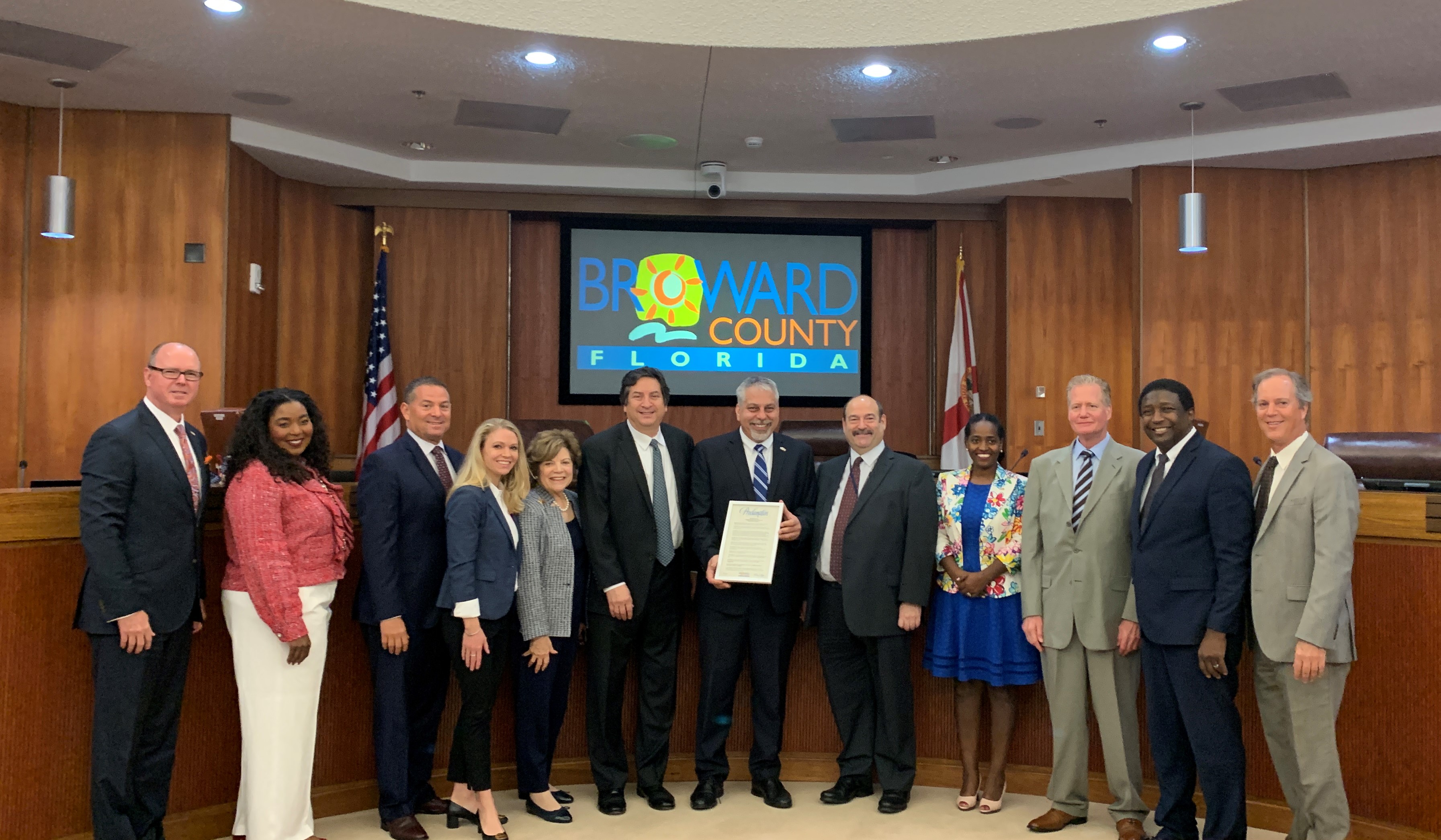Broward County Commissioners with Israel General Consul Lior Haiat and his staff members. Commissioners passed a resolution opposes the Global BDS. 