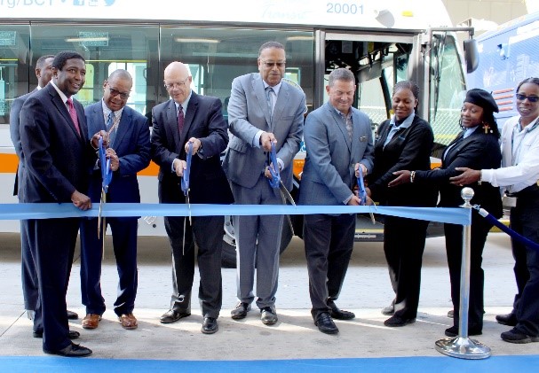 Ribbon cutting ceremony at the Downtown Transit Center.