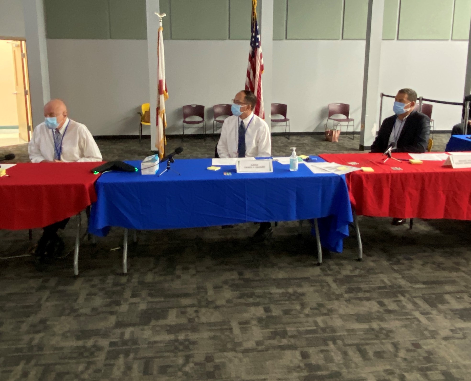 Canvassing Board at work. Left to right: Supervisor of Elections Peter Antonacci; Judge/Chair Daniel J. Kanner; Broward Commissioner Michael Udine 