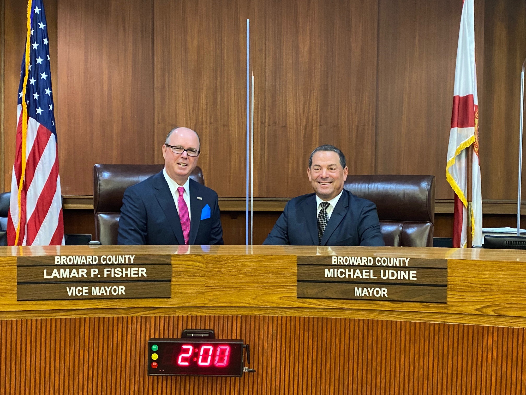 Broward Vice Mayor Lamar P. Fisher (left) and Broward County Mayor Michael Udine (right)