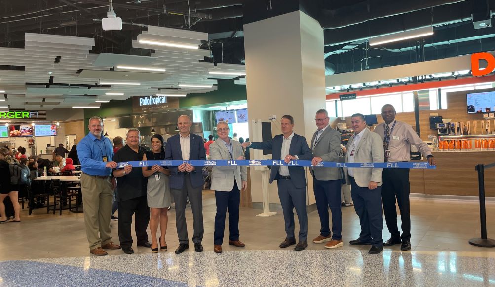 A ribbon-cutting for FLL's new food court in Terminal 3, Concourse E.