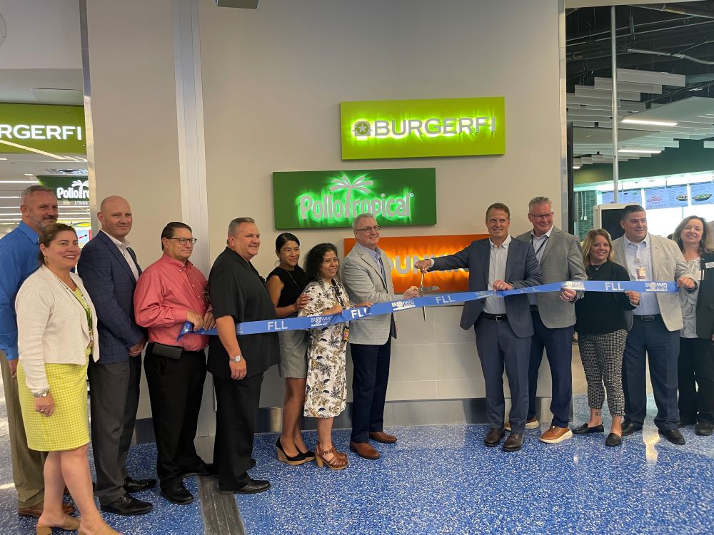 A ribbon-cutting for FLL's new food court in Terminal 3, Concourse E.